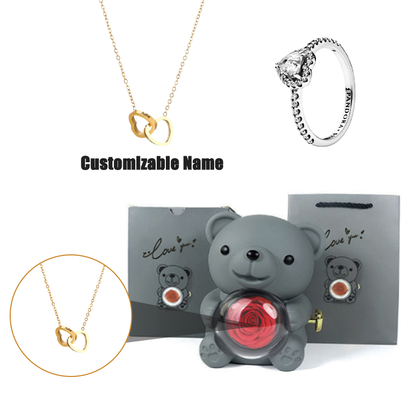Caja de Regalo con Oso Teddy y Collar Personalizado para Mujer, Madre o Esposa — imagen 14