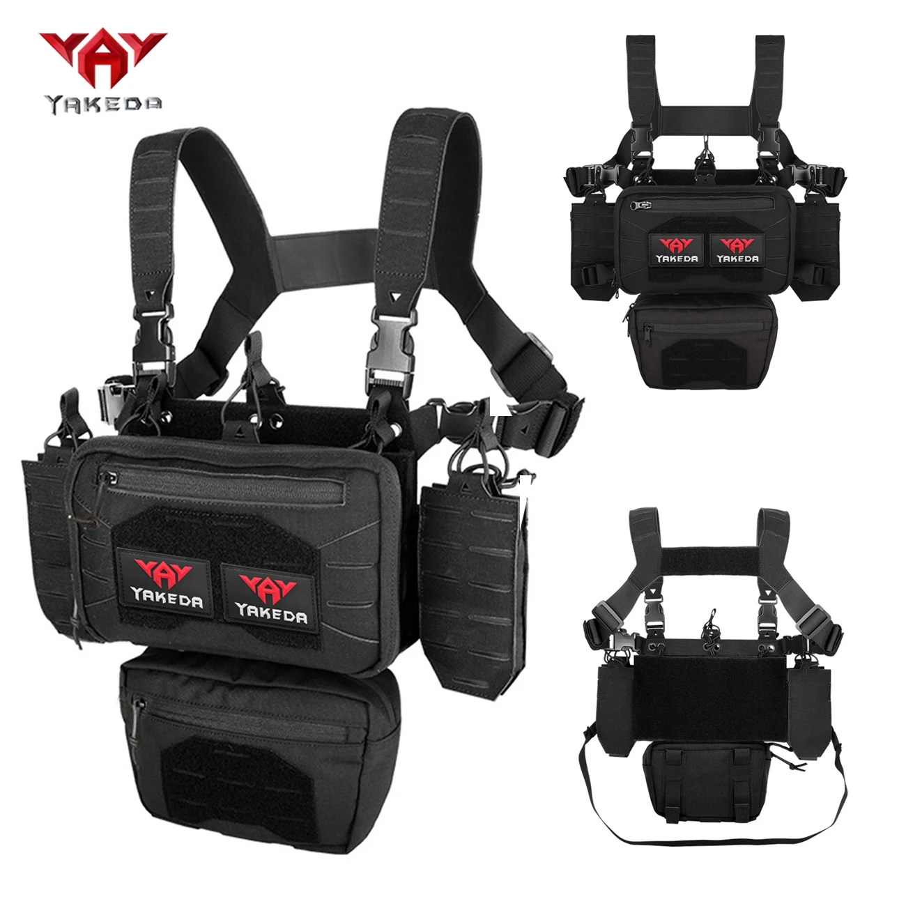 Chaleco de caza suspendido YAKEDA con sistema de liberación rápida y corte láser MOLLE modular para deportes al aire libre