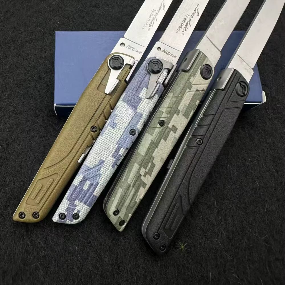 AKC ITALY LEVERLETTO Bill DeShivsOutdoor Hunting Pocket Knife ABS Handle 440C Blade EDC Outdoor Hunting Survival Camping Knives — image 4