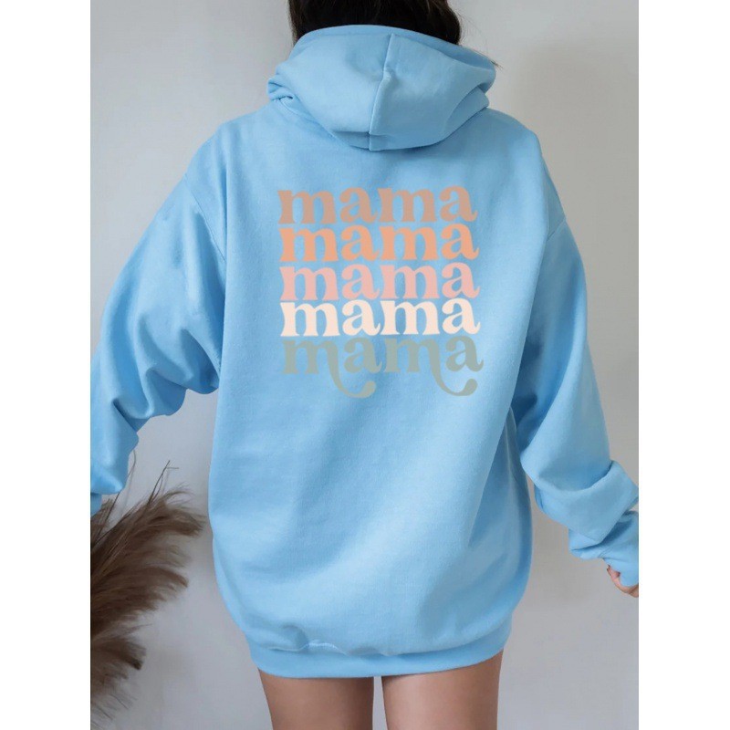 Casual Printed Long Sleeve Kangaroo Pocket Hooded Sweatshirt for Women — image 13