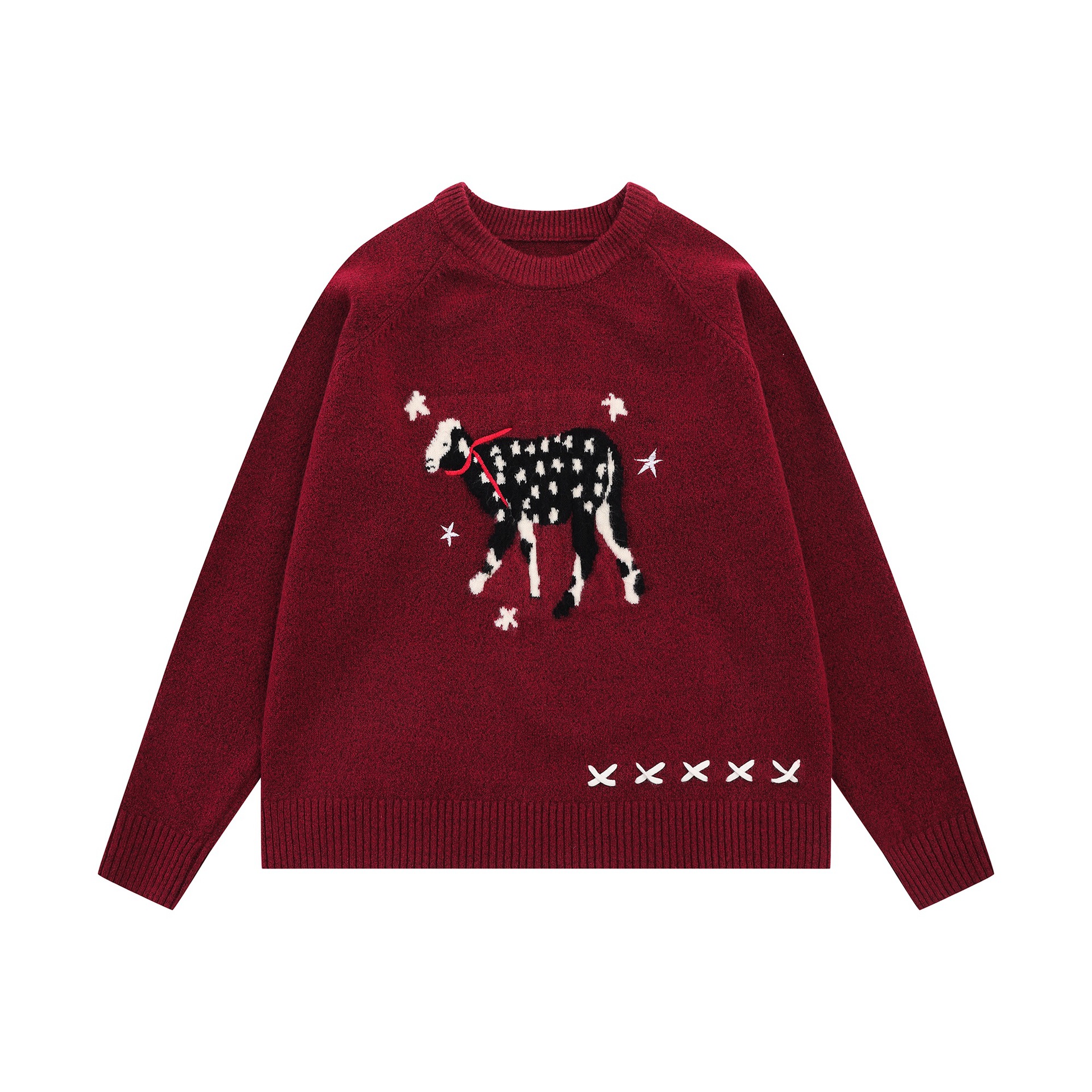 Shoulder inserted lamb jacquard sweater — image 1