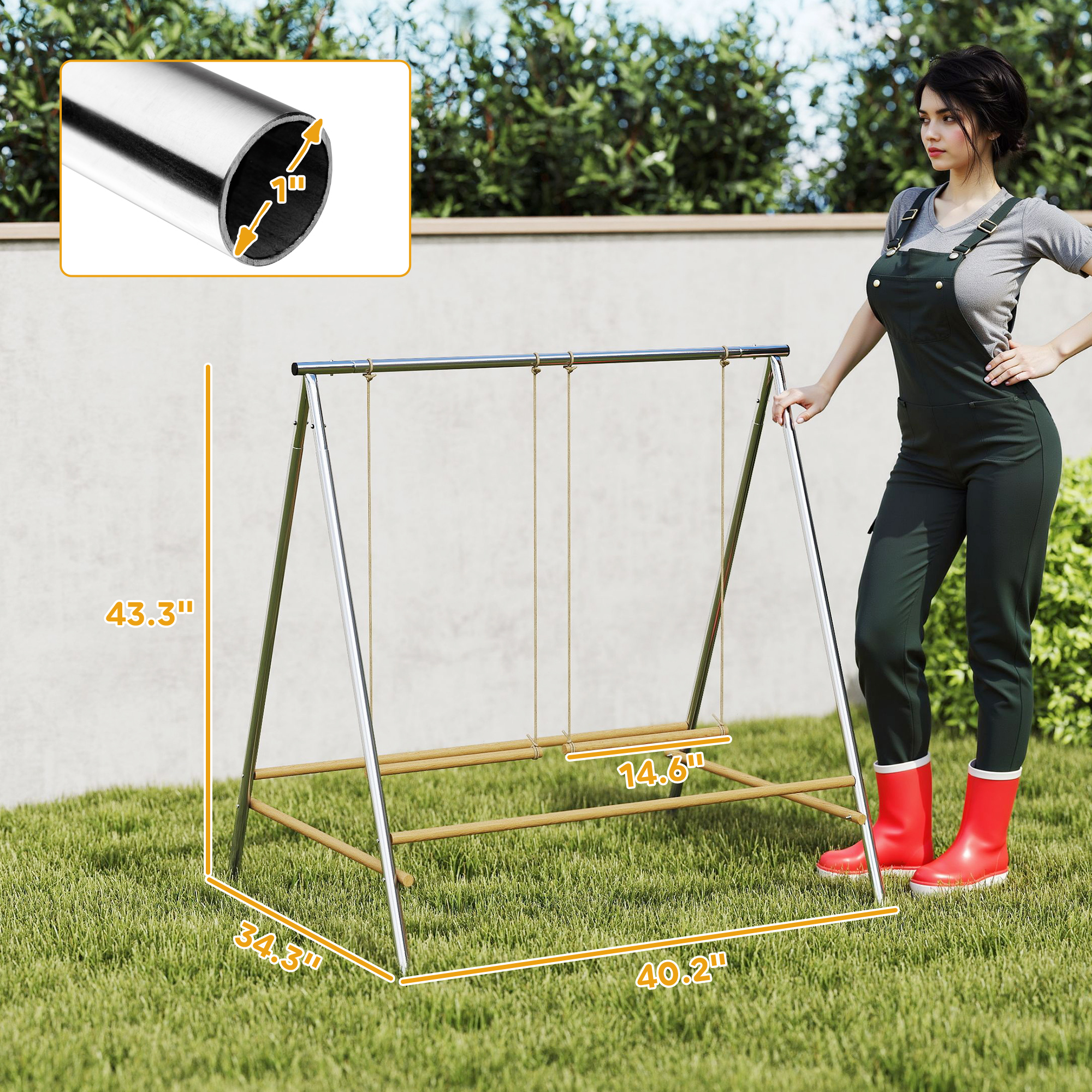 Chicken Perch For Coop, Chicken Roosting Bars With 2 Swings, Coop Accessories For Farm, Backyard, Silver — imagen 2