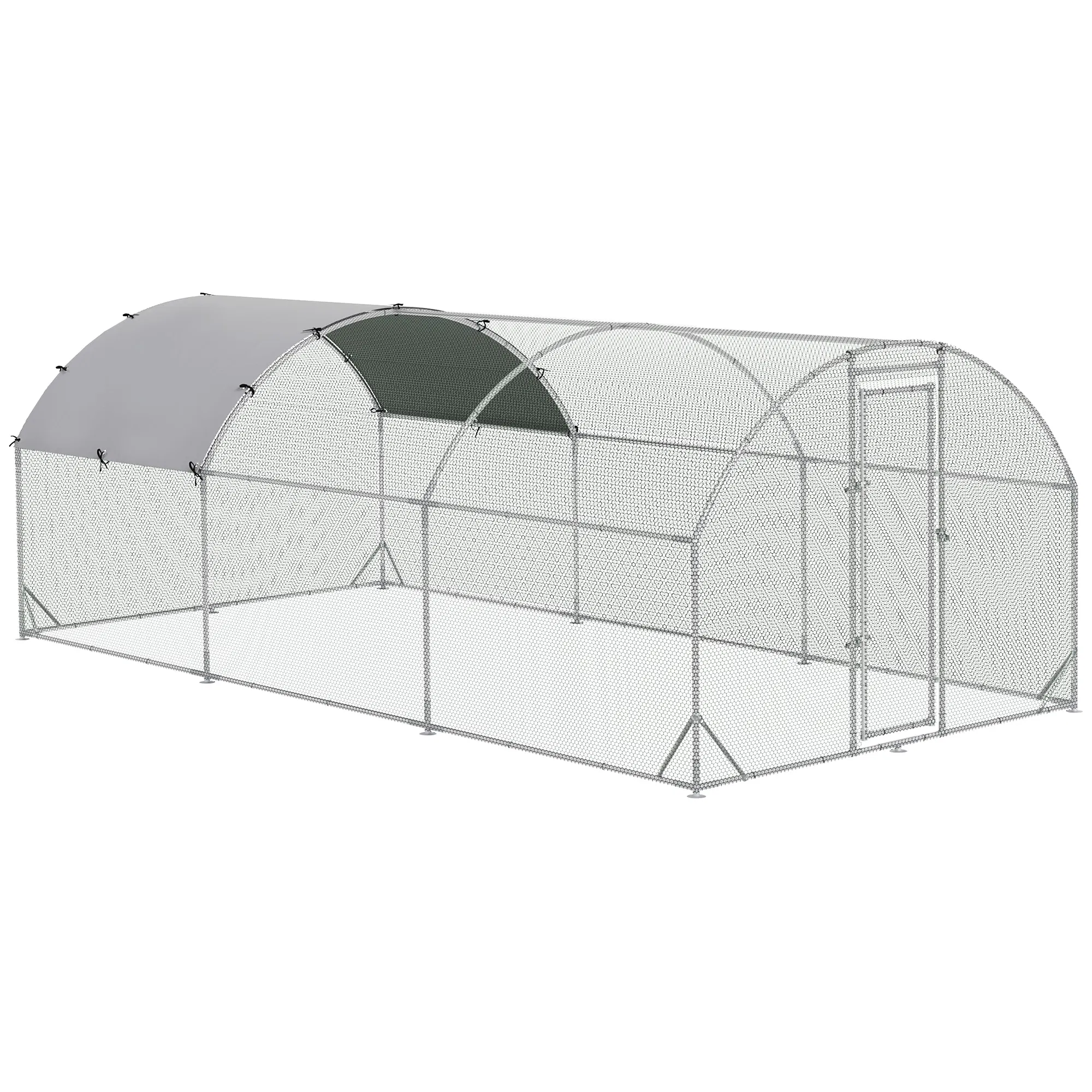 Galvanized Large Metal Chicken Coop Cage Walk-in Enclosure Poultry Hen Run House Playpen Rabbit Hutch with Cover for Outdoor Backyard 9.2' x 18.7' x 6.5' Silver — image 1