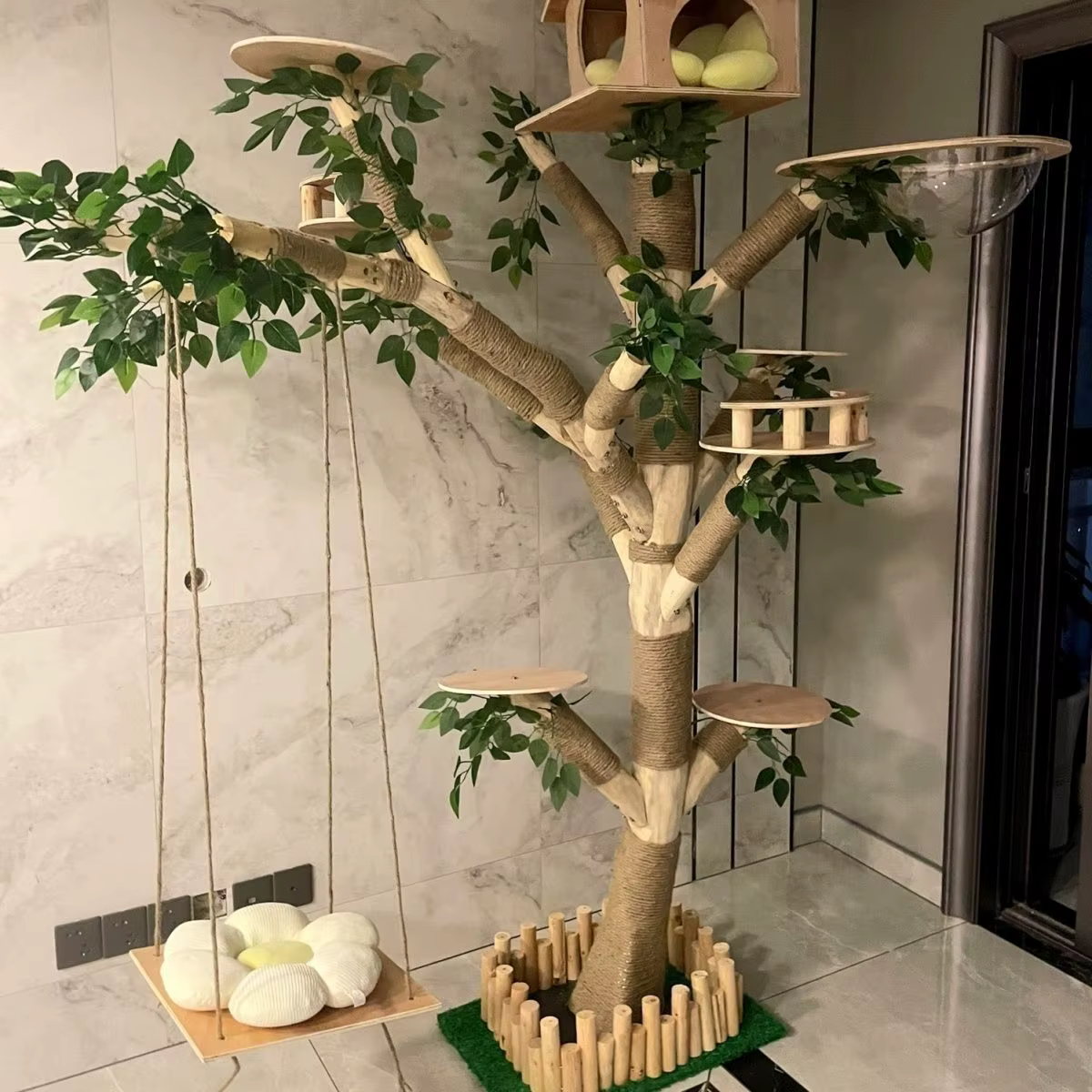 Árbol de simulación interior para gato, marco de escalada grande para familias, suministros de entrenamiento para mascotas, raspadores de torre para gatos, accesorios para mascotas — imagen 3