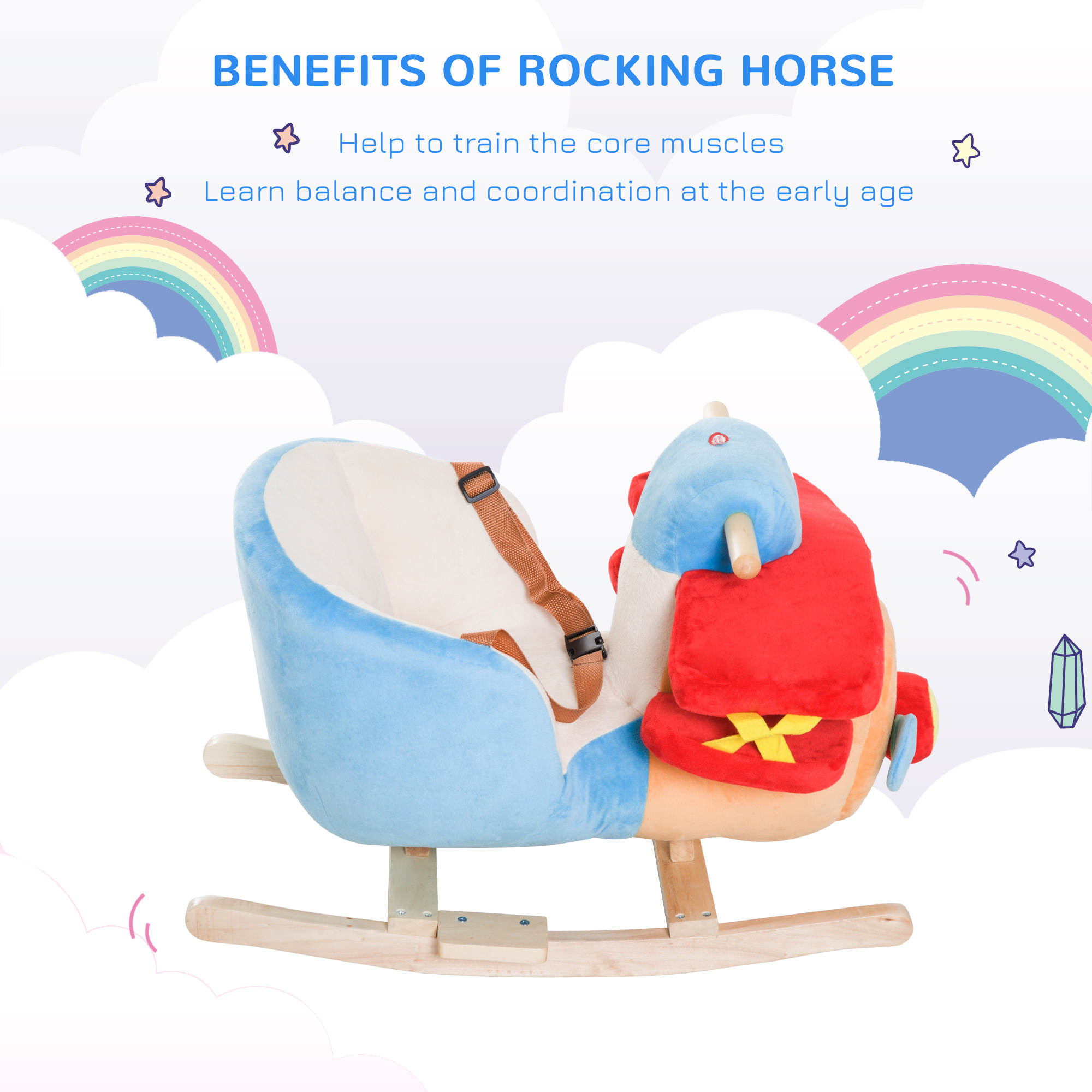 Caballo de Roca para Niños en forma de Avión con Canción y Cinturón de Seguridad para 1 año y 6 meses + — imagen 2