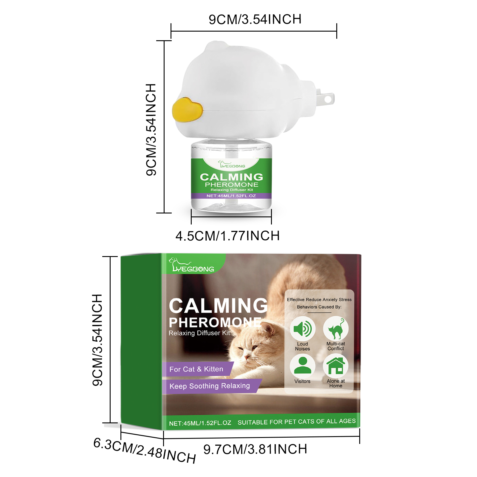 Kit de Diffusor de Fеромonas Calmantes para Gatos 45ml, Alivio del Estrés para Gatos Ansiosos y Kittenes — imagen 7