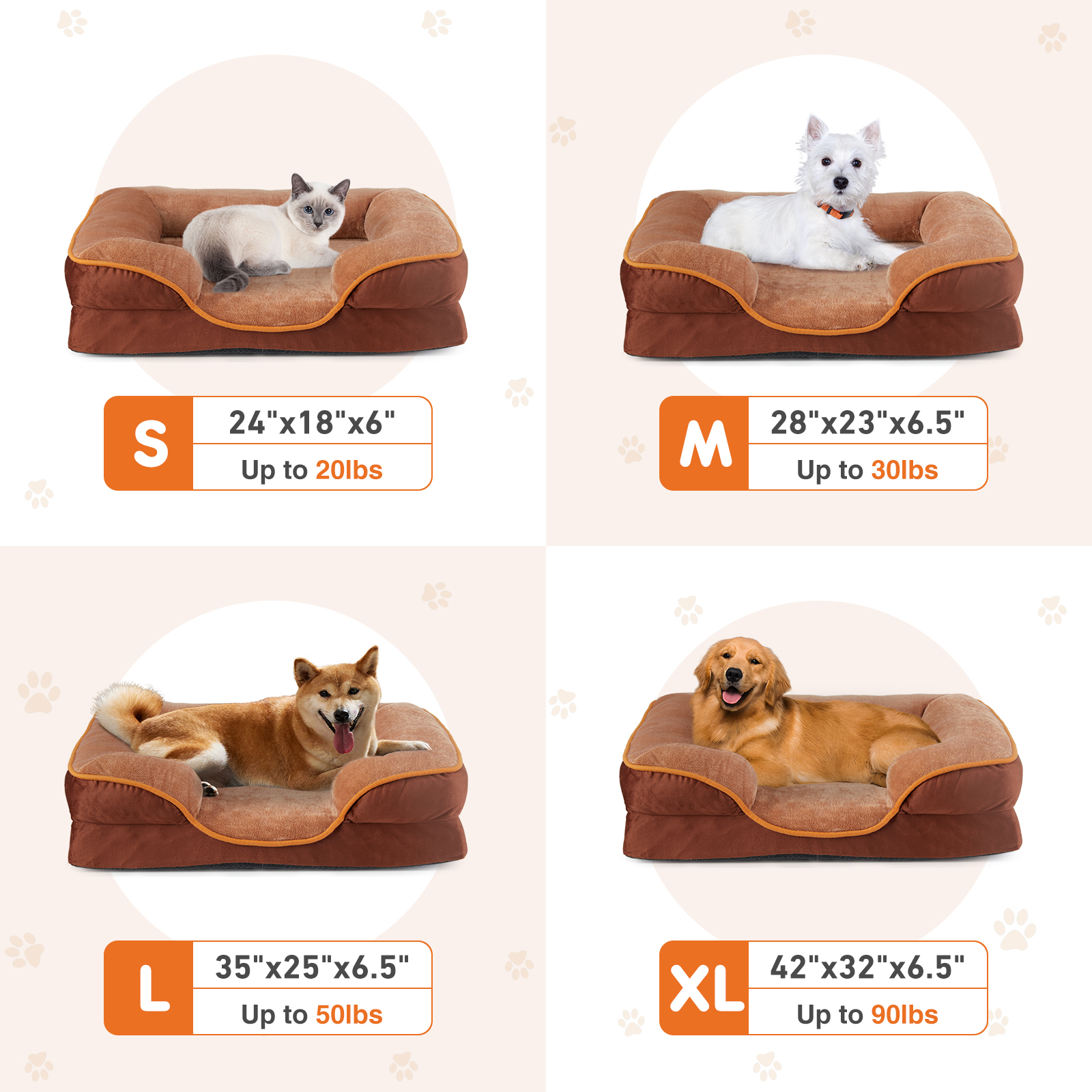 Memory Foam Pet Bed For Small Dogs & Cats With Washable Removable Cover Non-Slip Base Waterproof Liner — image 9