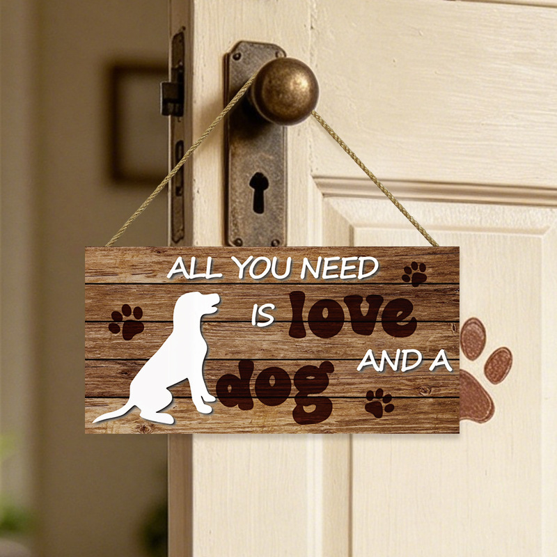 Pet Dog Wooden Wall Plaque Hanging Decor Dog Paw Dog House Sign Wooden Craft Wall Decoration — image 2