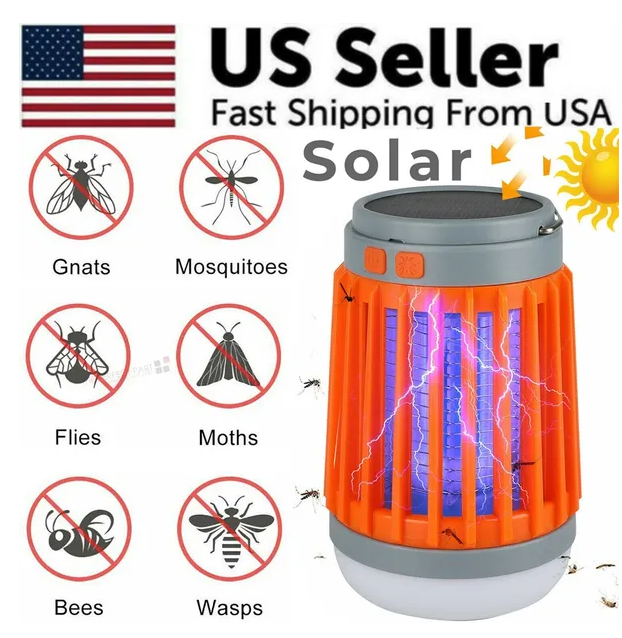 Lámpara de Mosquitos Solares con Zapatilla Eléctrica LED UV para Exterior — imagen 2