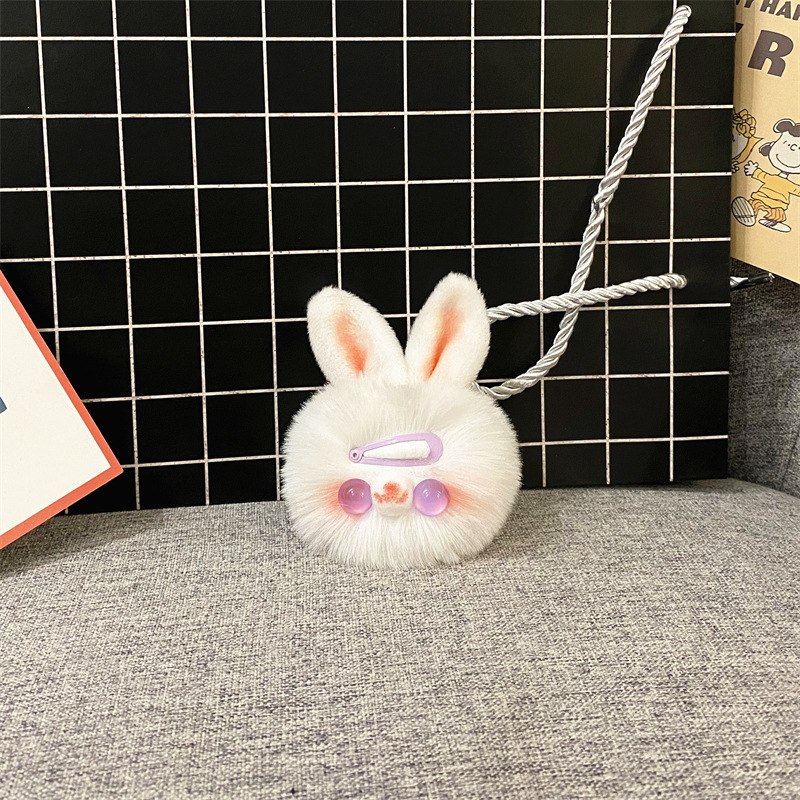 Cute Bunny Plush Key Chain Girl Heart Cartoon Doll Bag Pendant Car Key Chain Gift Accessories — image 3