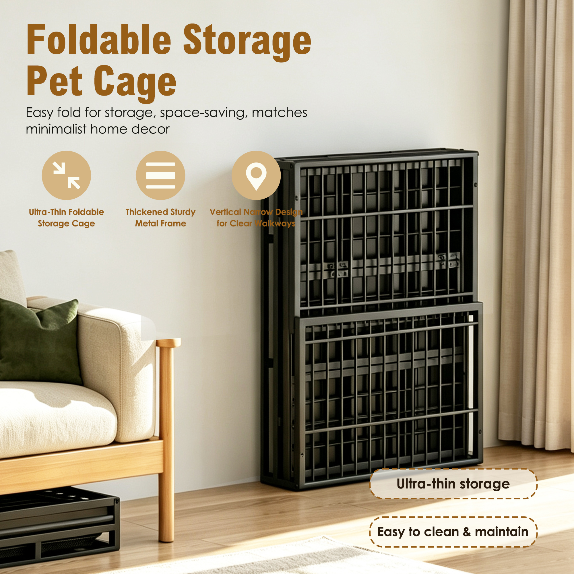 Heavy Duty Dog Crate, Mobile Pet Kennel with Lockable Wheels & Rotary Twist-Latch, Indoor Outdoor Metal Cage with Perforated Top — image 13