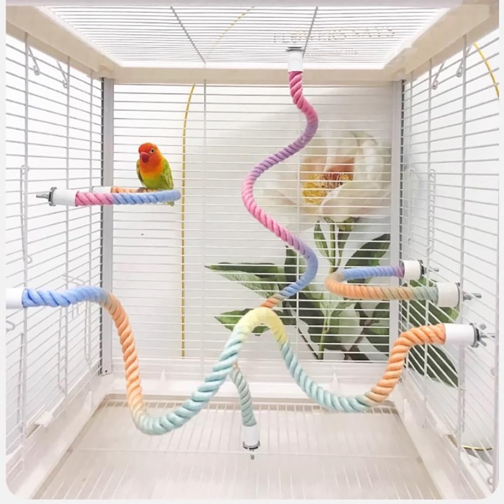 Percha de Cuerda Colorida en Gradiente para Jaulas de Aves - Accesorio de Escalada y Entretenimiento para Canarios, Cacatúas y Glideres de Azúcar — imagen 4