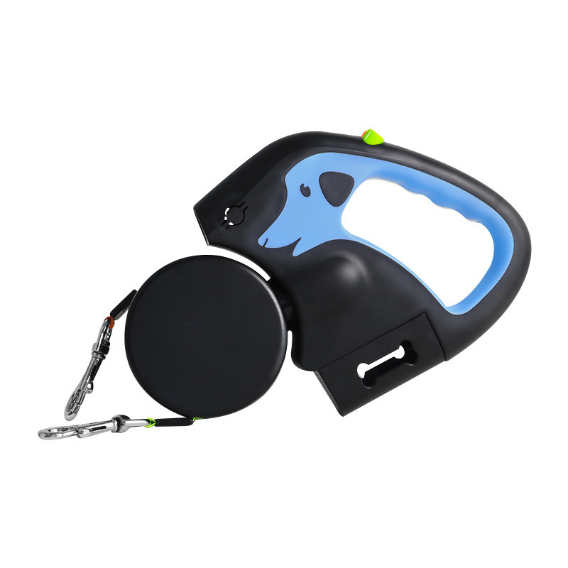 Dual / Double Dog Leash, 360° Retractable Roulette, 3M, LED Light, Tangle-Free, Double-Ended Traction Rope — image 3