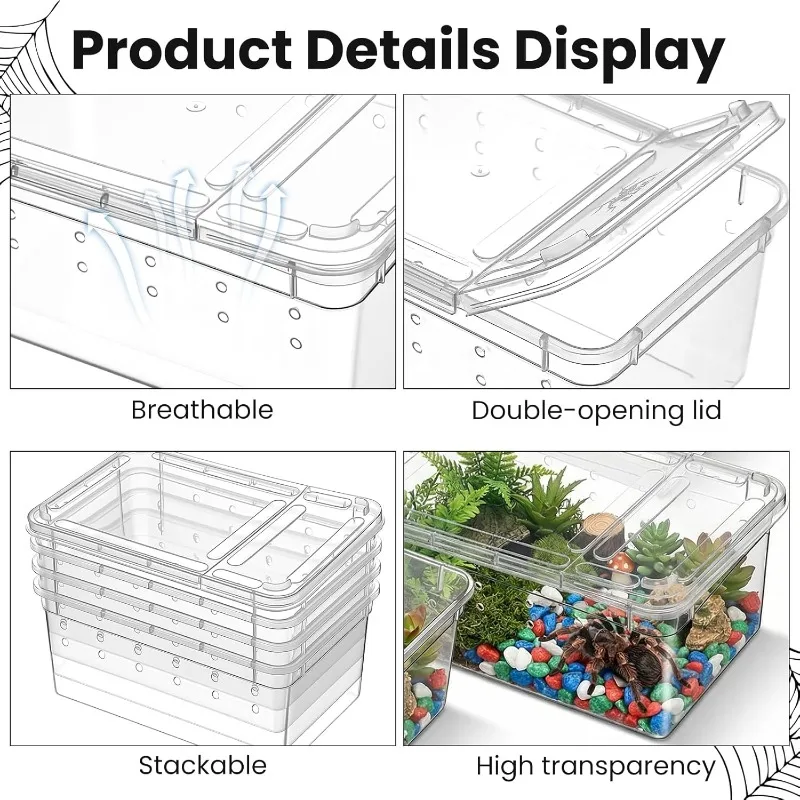 Reptile Breeding Box Terrarium Turtle Tank Silkworm Spider Horned Frog Gecko Lizard Snail Cage Portable Habitat Enclosure — image 5