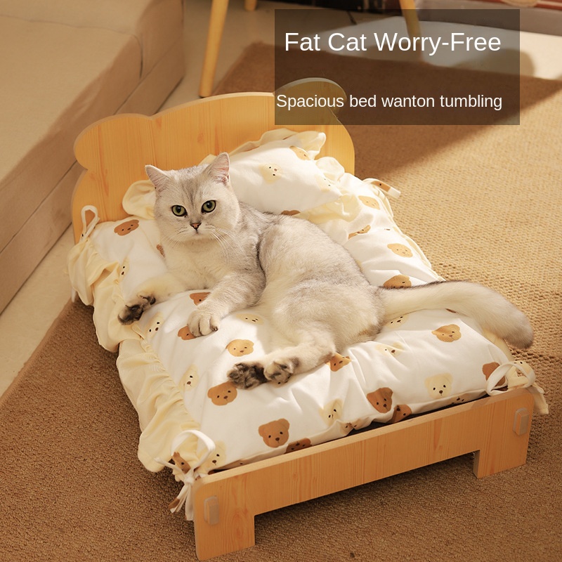 Cat Bed Universal Pet Bed Pet Nest Dog Nest Removable Solid Wood Bed Cute Kitten Princess Bed Pet Supplies — image 2