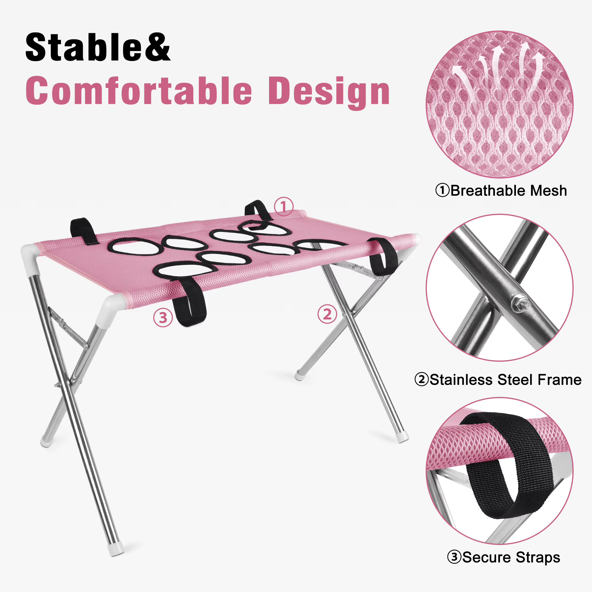 Mesa de hamaca plegable para aseo de mascotas con soporte para gatos y perros pequeños: recorte de uñas, cuidado de patas, baño, aseo en casa, opciones de reemplazo — imagen 4