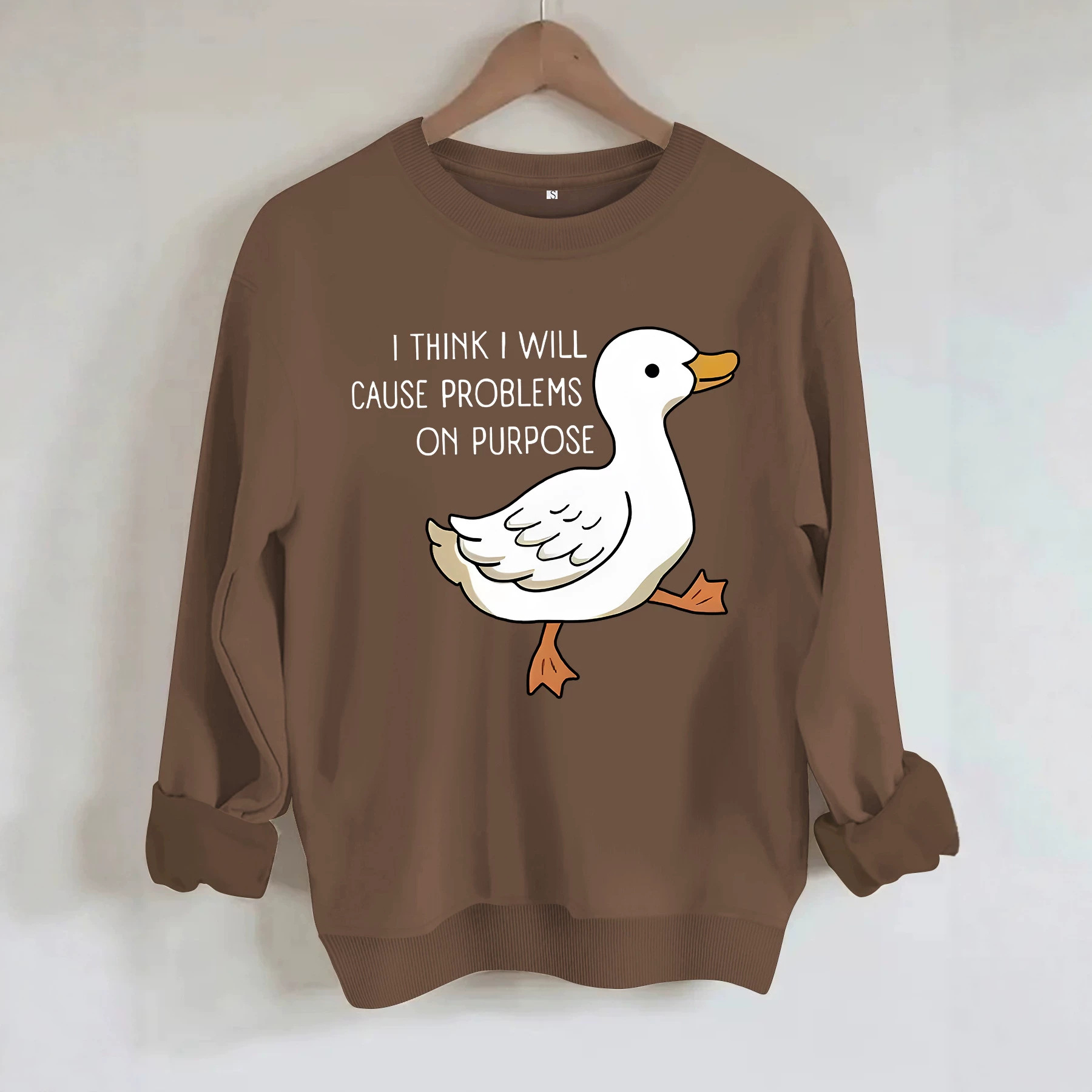 Duck print round neck hoodie — image 5