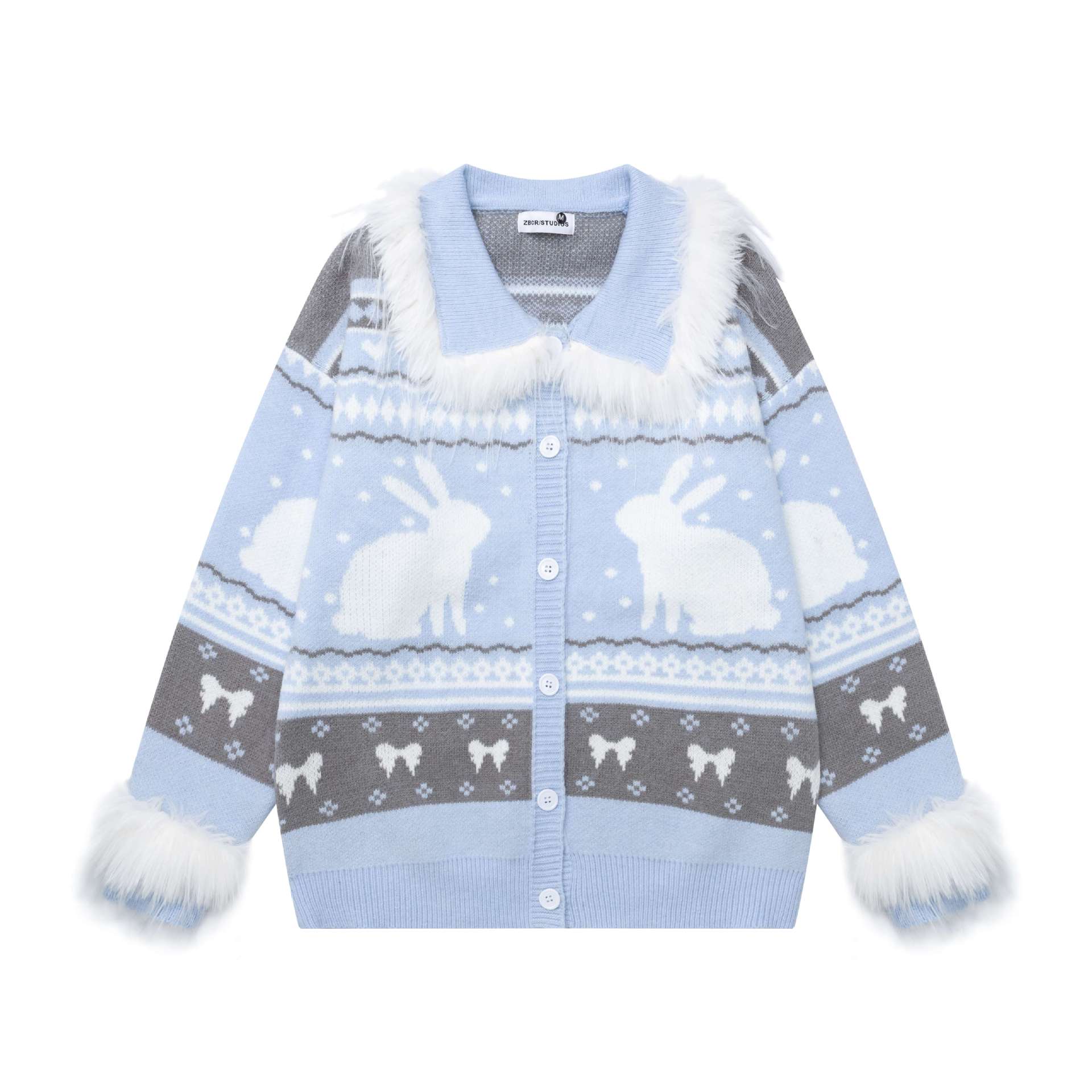 Plush collar rabbit coat — image 2