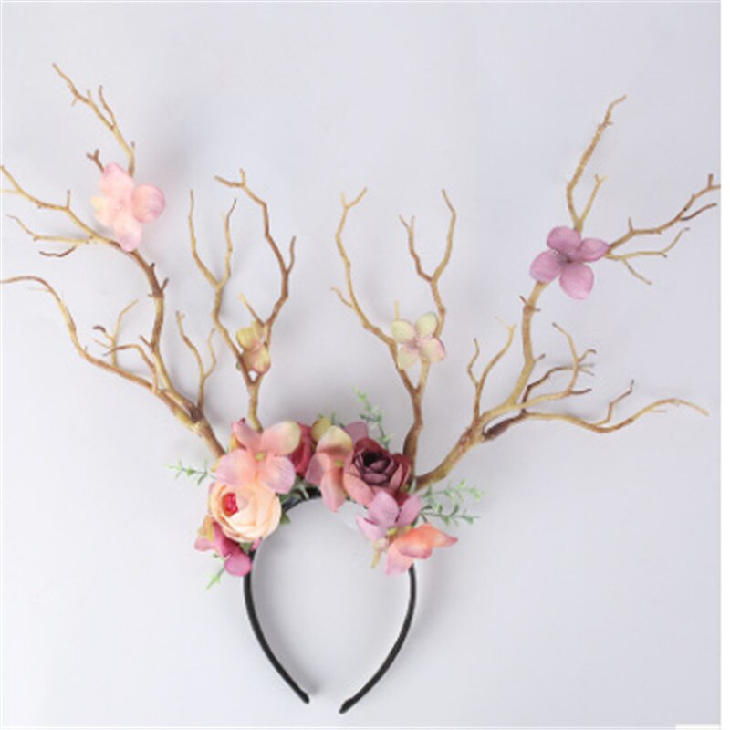 Antleras Góticas de Ciervo con Flores - Cinta para el Cabello de Navidad y Cosplay — imagen 9