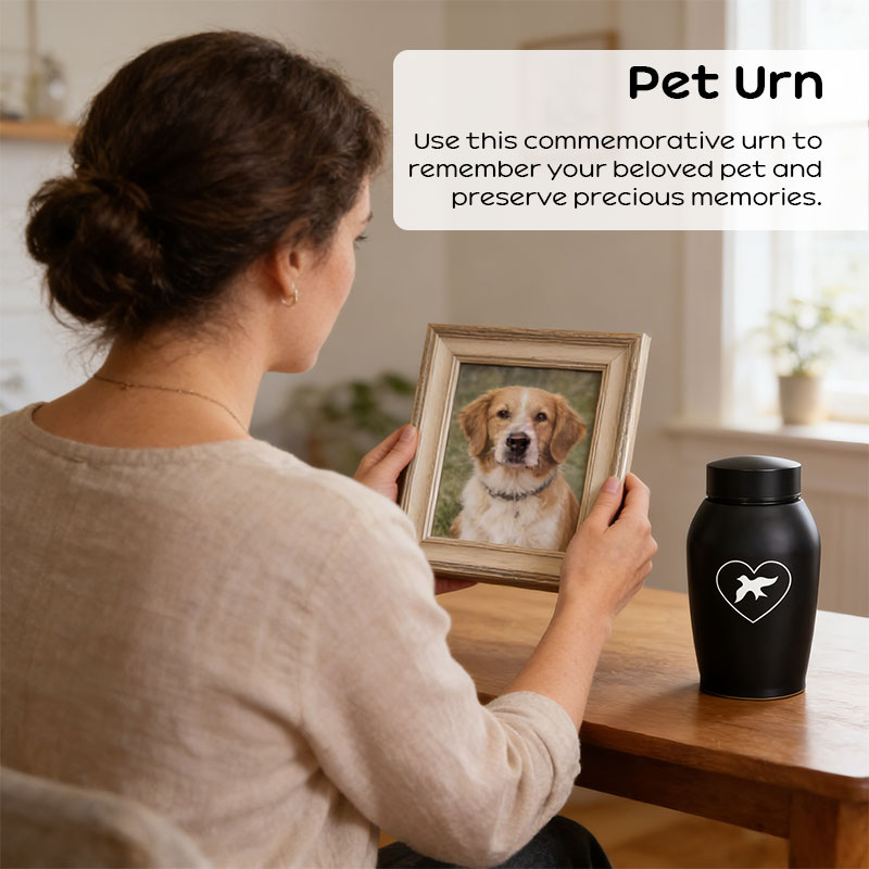 Urnas de Recuerdo para Mascotas en Acero Inoxidable: Negro Portátil y Resistentes a la Humedad, Conservador de Cenizas Pequeñas para Animales de Compañía — imagen 2