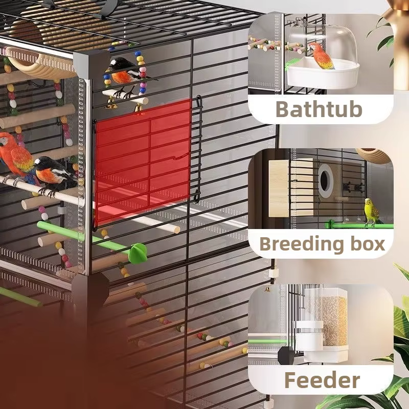 Caja para Pájaros Ornamental Transparenta con Espacio Doble para Aves de Gran Tamaño - Casa Interactiva Fácil con Caja y Plataforma — imagen 2