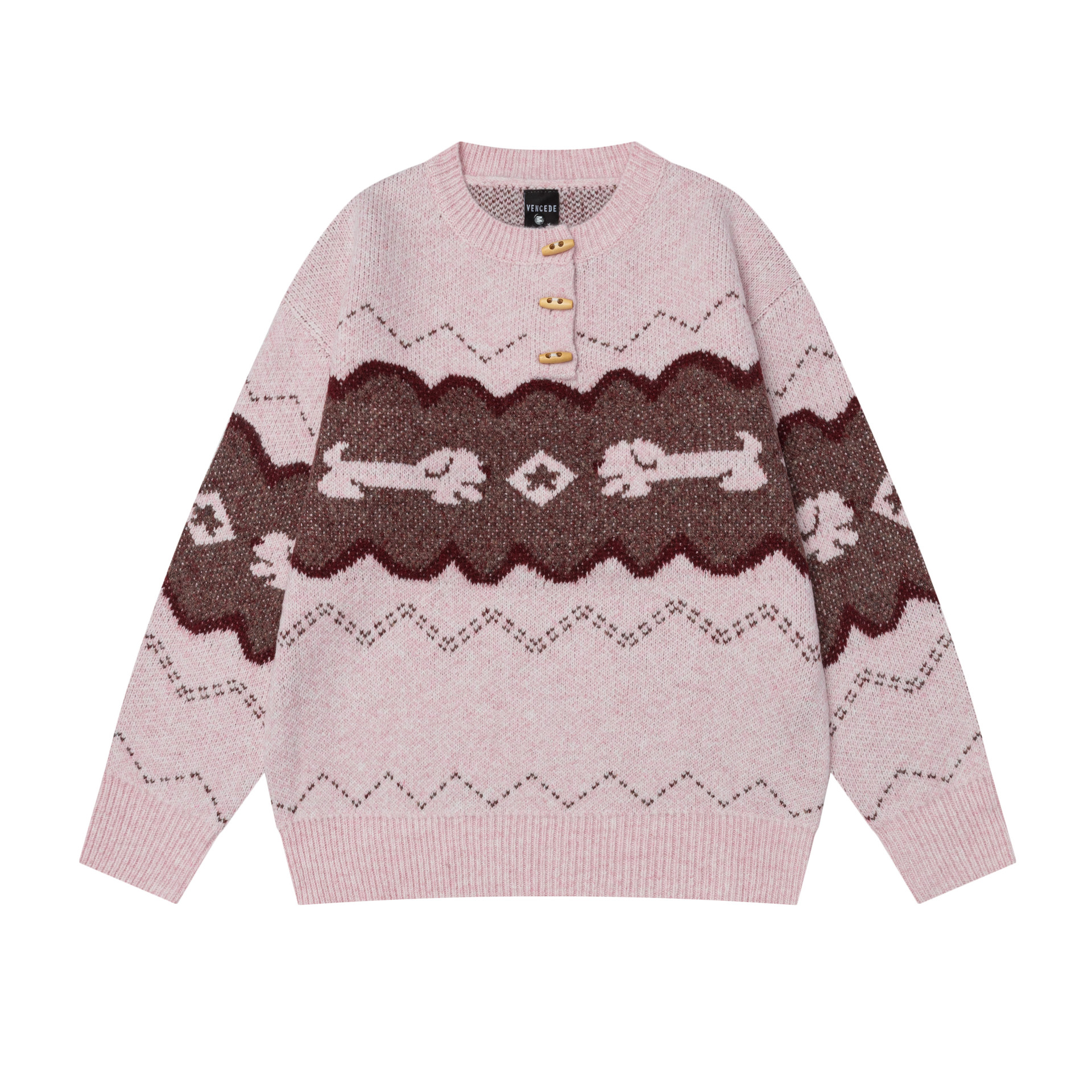 Color blocked sausage dog jacquard sweater — image 1