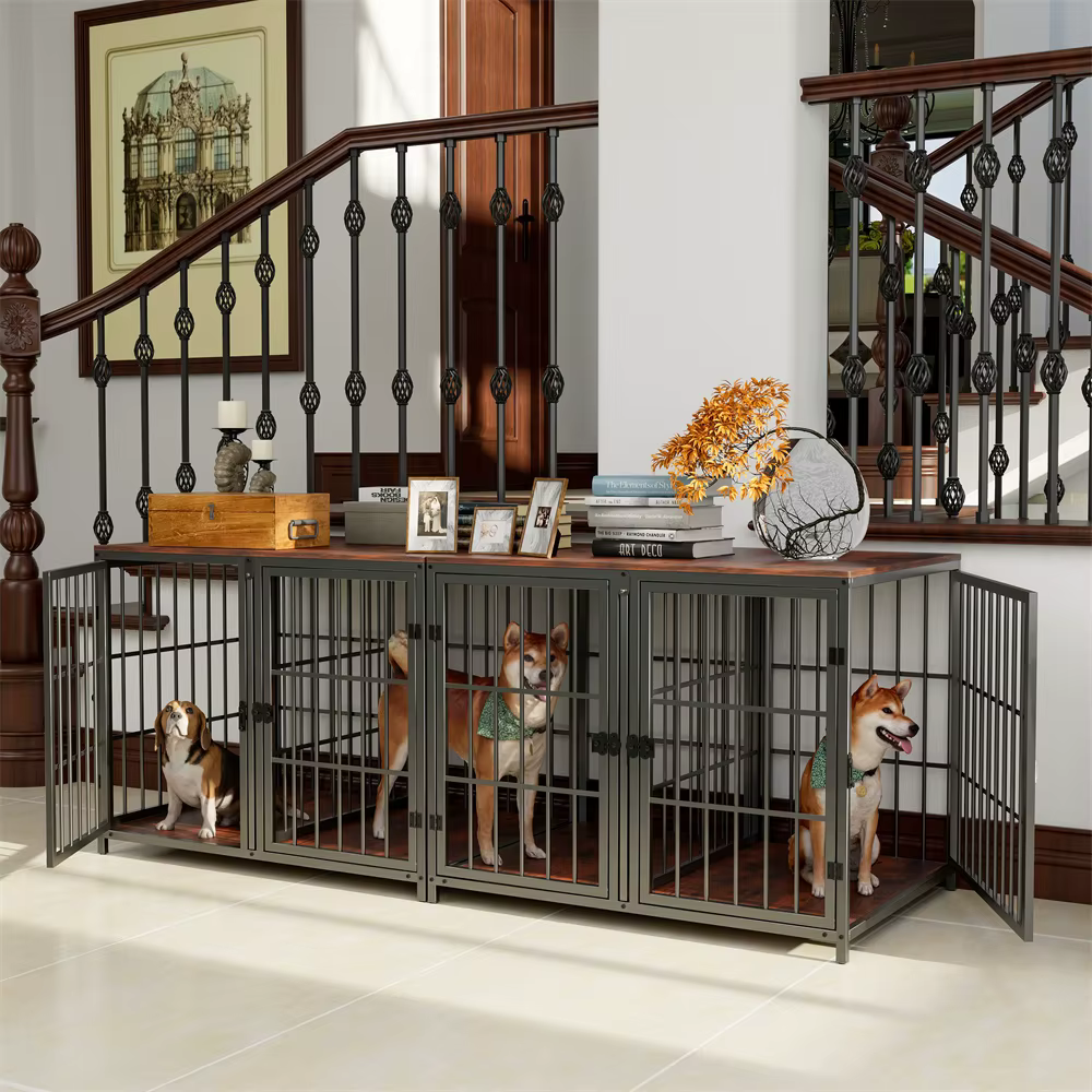 Caja de Perro Ultra Espesa con Partición Removible y 4 Puertas para 2 Pequeños o 1 Medio Grande — imagen 3