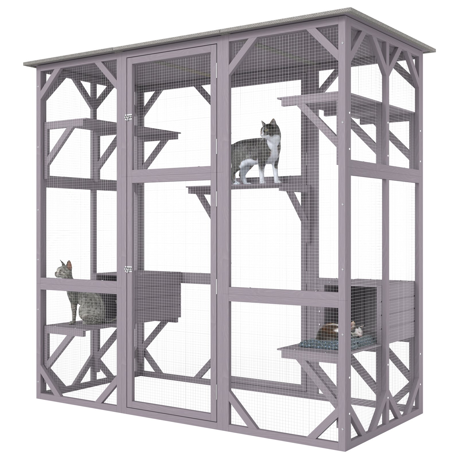 Casa para Gatos Exterior, 7 Niveles Grande Catio con 5 Plataformas, 2 Casillas de Descanso y Puerta Principal Grande, 71.2 x 34.6 x 66.5 Pulgadas — imagen 1
