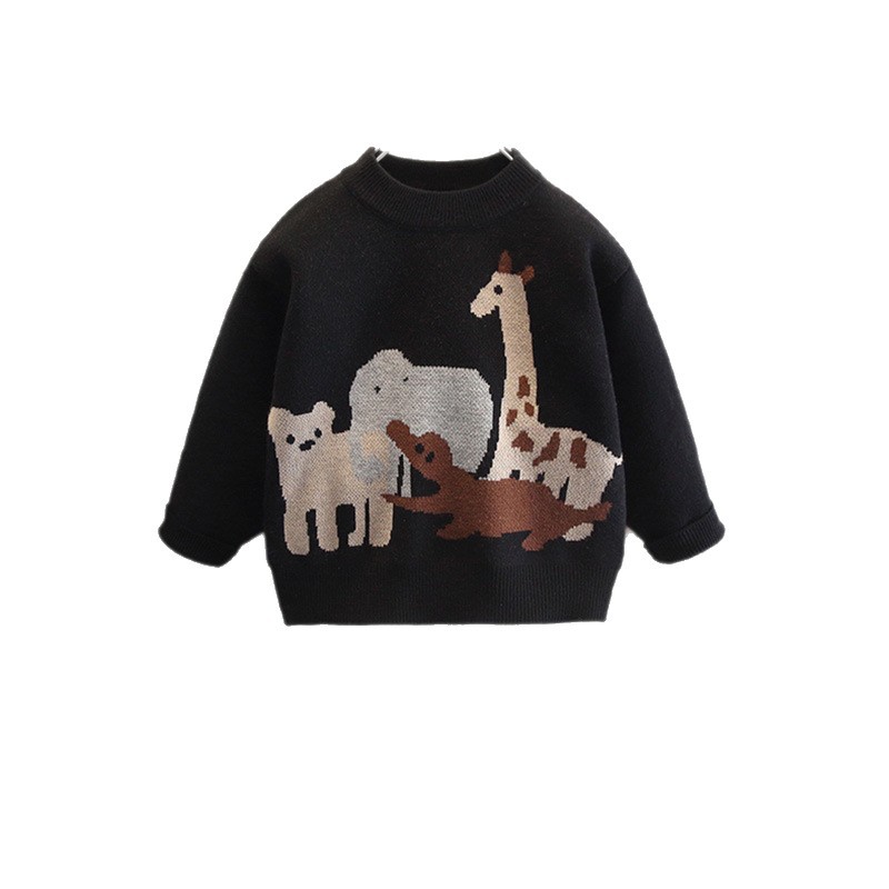 Kids Animal Print Knit Sweater Winter Thickened Long Sleeve Top — image 5