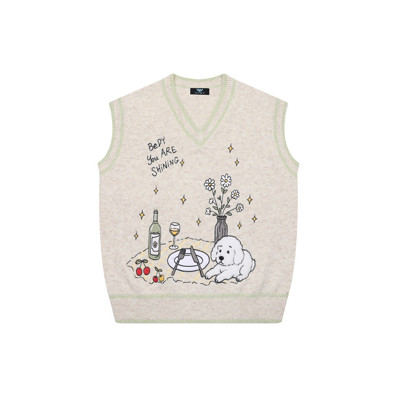 Picnic puppy sleeveless sweater vest for men and women — image 8