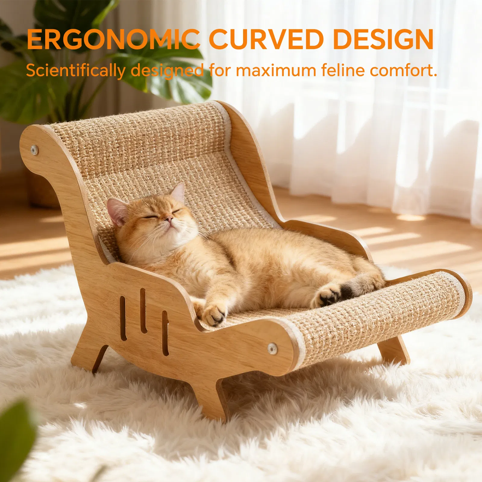 C-type all inclusive sisal cat lounge chair - integrated aesthetic, a natural decompression and relaxation place for cats — image 2