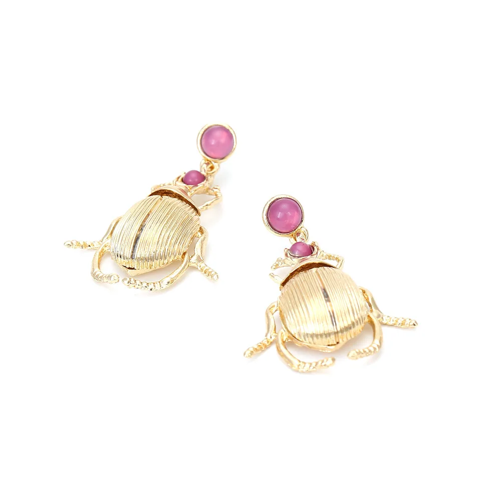 Exaggerated Metal Beetle Earrings for Women Punk Simple Animal Geometric Drop Earrings Accessories Jewelry Gifts — image 4