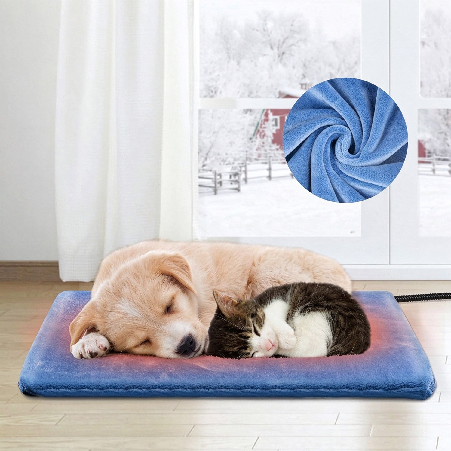 Pet Heating Pad For Dogs & Cats, 48 X 23.6in Waterproof Indoor Outdoor Warming Mat With Chew Resistant Cord, Auto Shut Off Timer, Safe Heated Bed For Puppy Kitten Elderly Pets — image 1