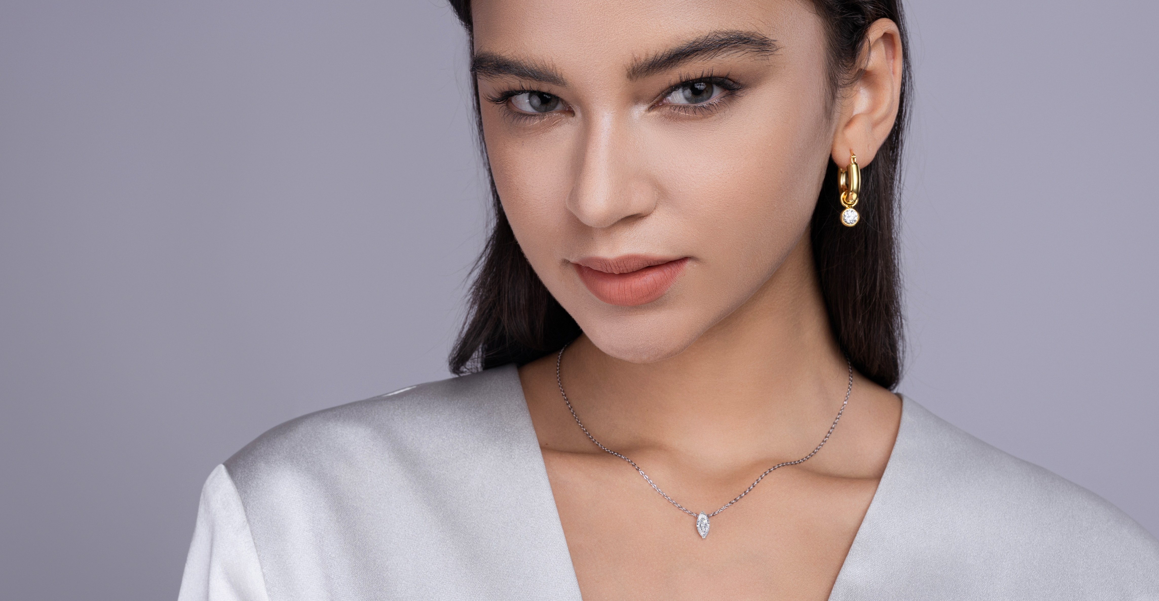 1A Set de Joyería Colgante a la Moda con Moissanita, Plata de Ley S925 y Diamante Bañado en Platino en Forma de Ojo de Caballo. Joyería de Plata con Moissanita, Prohibida la Venta en TK — imagen 6