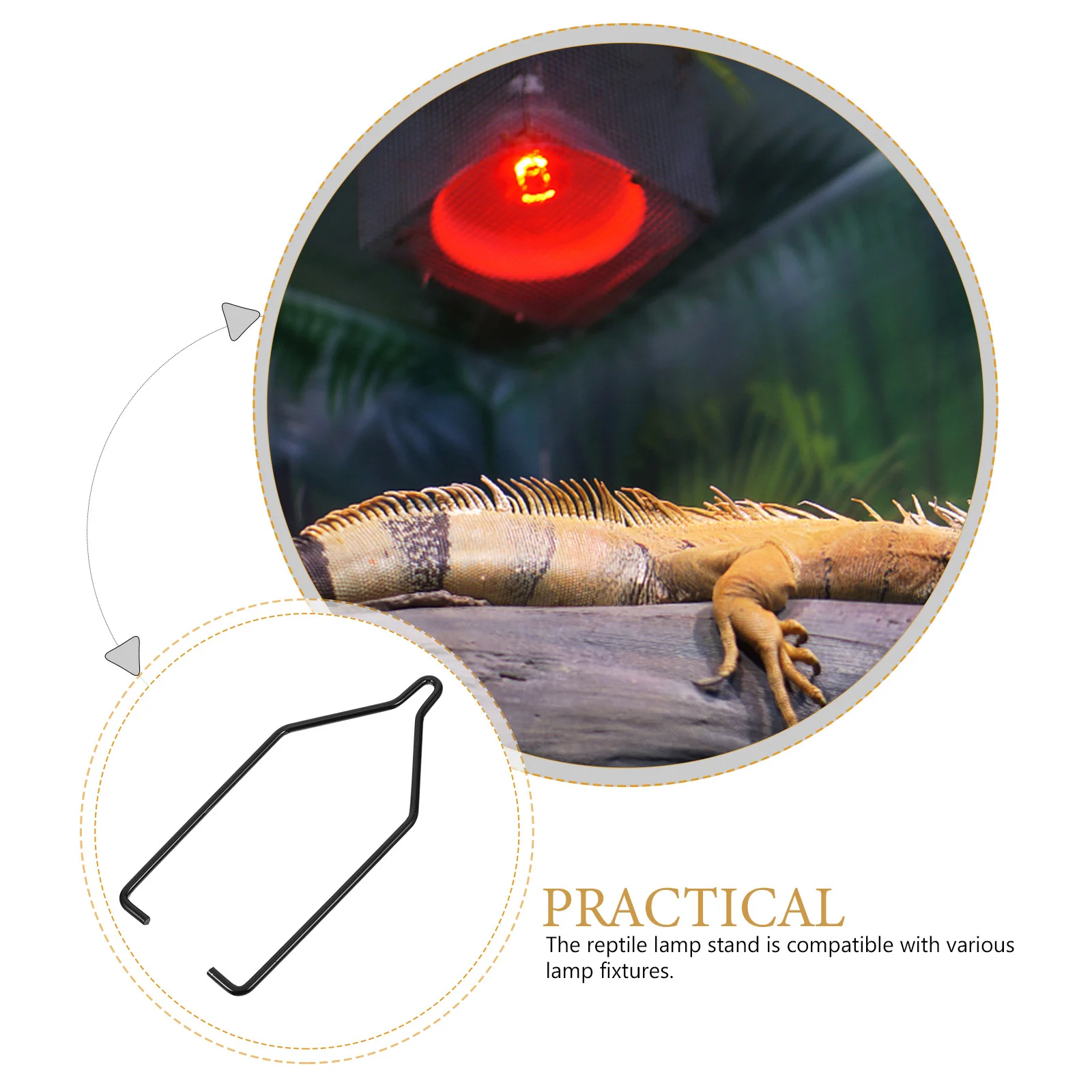 Reptile Lamp Stand Adjustable Metal Lamp Rack Floor Standing Base Heat Light Hook Accessory for Pet Habitat Terrarium — image 1