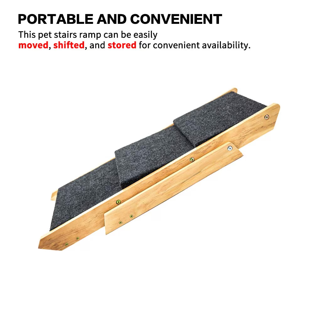 Wood Pet Stairs Pet Steps Foldable 3 Levels Dog Stairs Ramp Perfect For Beds And Cars Portable Dog Cat Ladder Up To 110 Pounds — image 6