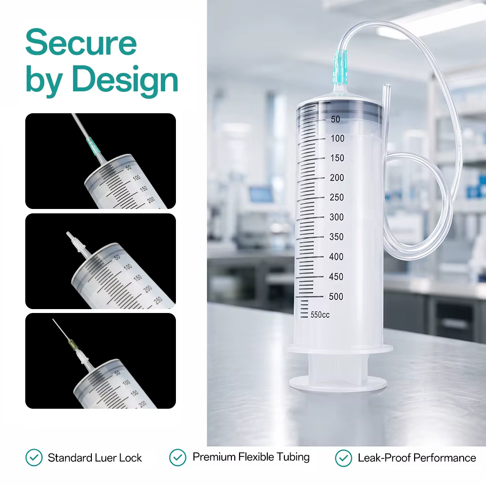 Jeringas Grandes de 550ml con Adaptador de Punta, Jeringa Plástica de Gran Capacidad para Alimentación de Mascotas, Riego de Plantas, Laboratorios Científicos y Líquidos — imagen 3