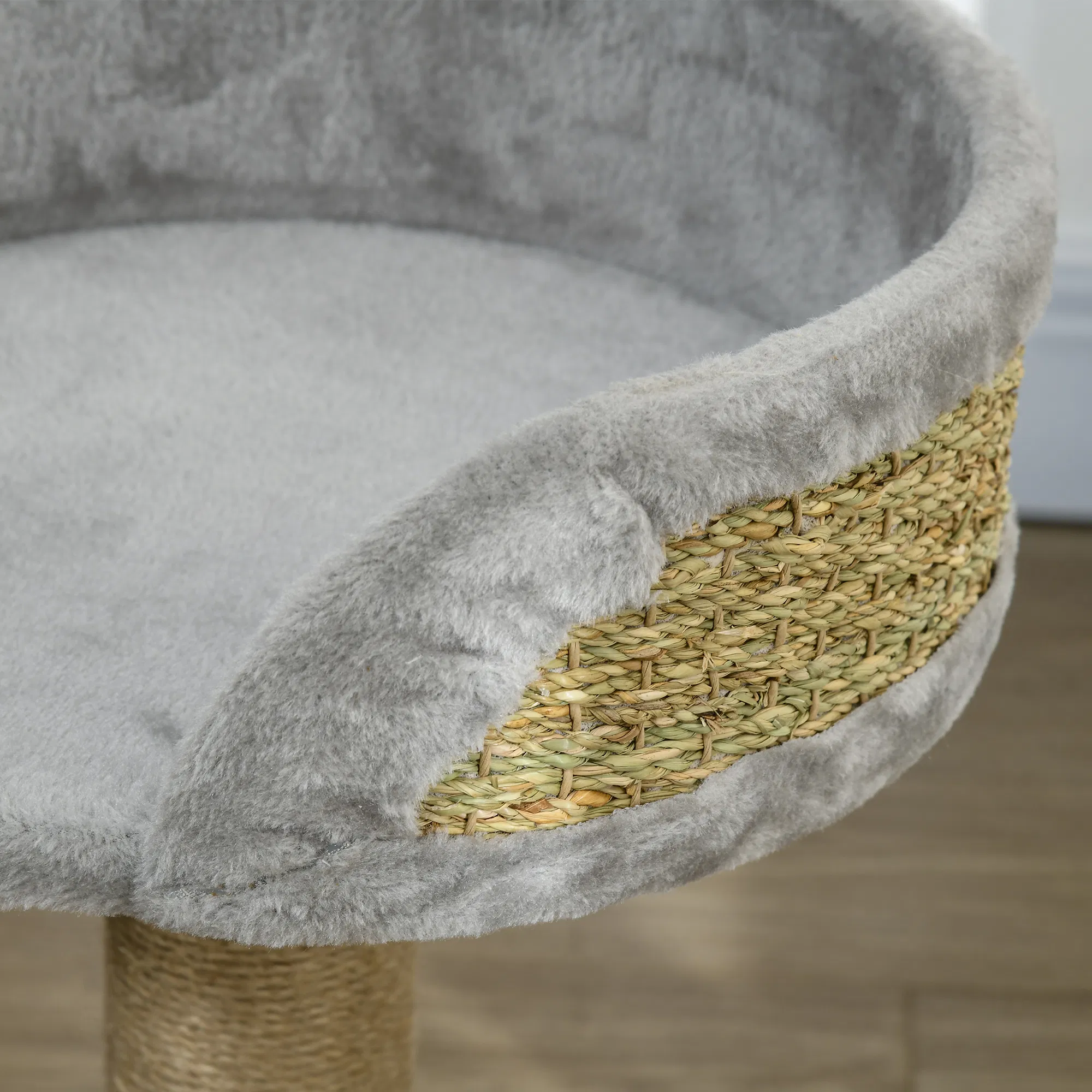 Cat Tree with Scratching Post, Toy Ball, Perch, Small Cat Tower for Indoor Cats - 16" x 16" x 19", Grey — image 3