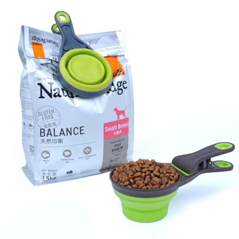 Multifunctional Folding Silicone Dog Bowl Feeder Portable Pet Food Container Measuring Cup Spoon Dogs Feed Storage Tool — image 1