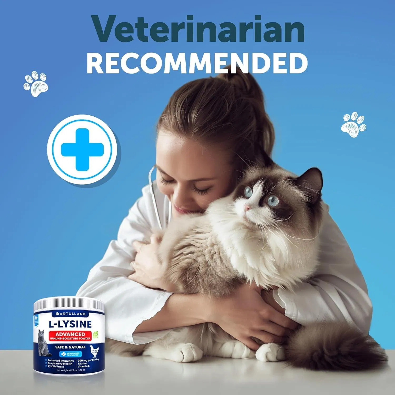 Lisina para Gatos - No Vender en Amazon: Suplemento en Polvo de 900 mg por Servicio con Taurina para Salud Respiratoria y Inmunológica de Gatos y Gatitos — imagen 5