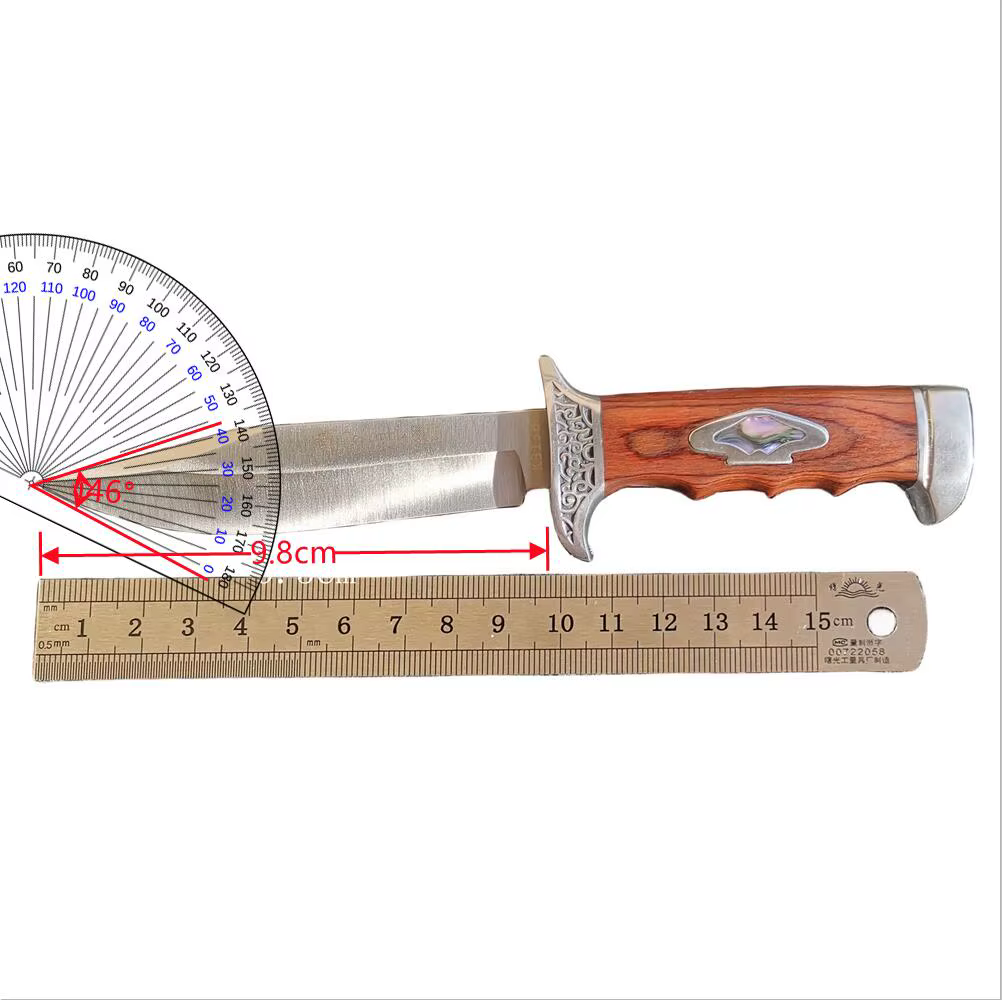 Outdoor Camping Knife, Fixed Blade Straight Knife with Wood Handle, 7Cr13 Steel Blade, Tactical and Survival Tool with Scabbard — image 6