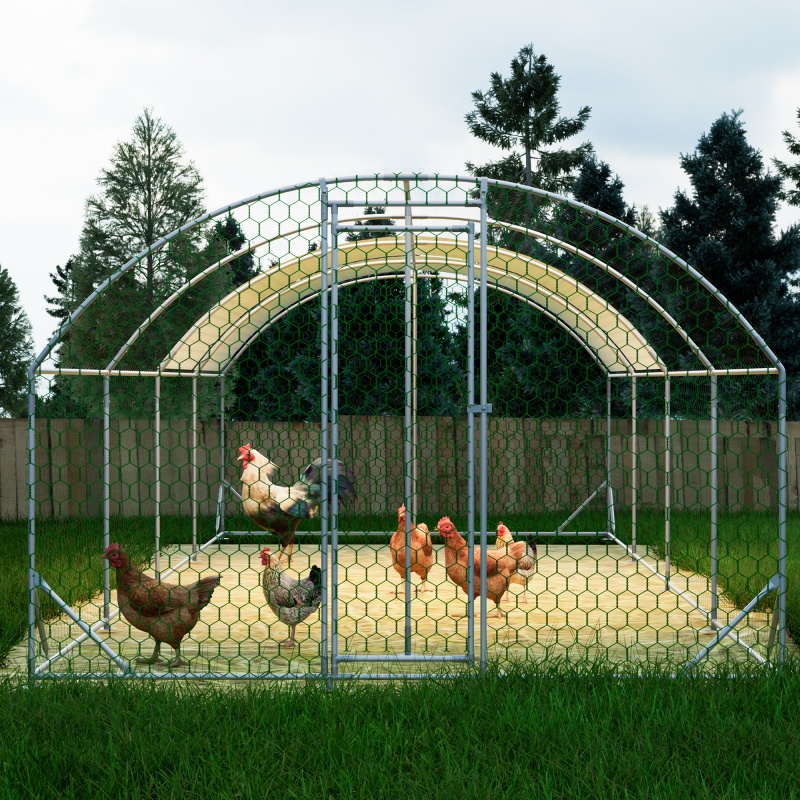 Gallinero de Metal Grande 26'x9'x6', Jaula para Aves de Corral Tipo Walk-in, Corral para Gallinas con Cubierta Impermeable, Granja de Patio Trasero, Corral para Gallinas, Conejos y Patos, Fácil de Armar y Limpiar — imagen 7