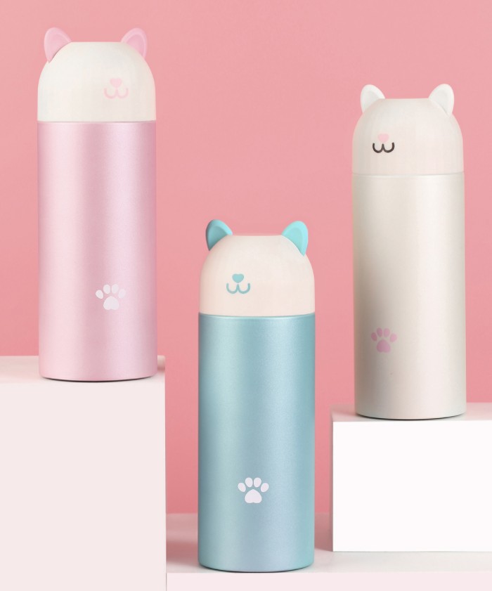 Taza inteligente de gato en acero inoxidable con pantalla digital para niños y estudiantes creativos portátil — imagen 1