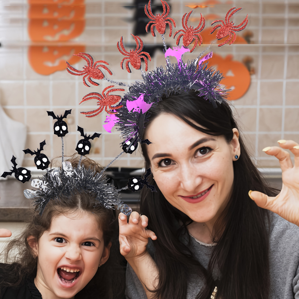 New Halloween Headband with Pumpkin, Spider, and Pom-Pom Design, Radiating Colorful Strips, Fun Party Accessory for Halloween Celebration — image 4