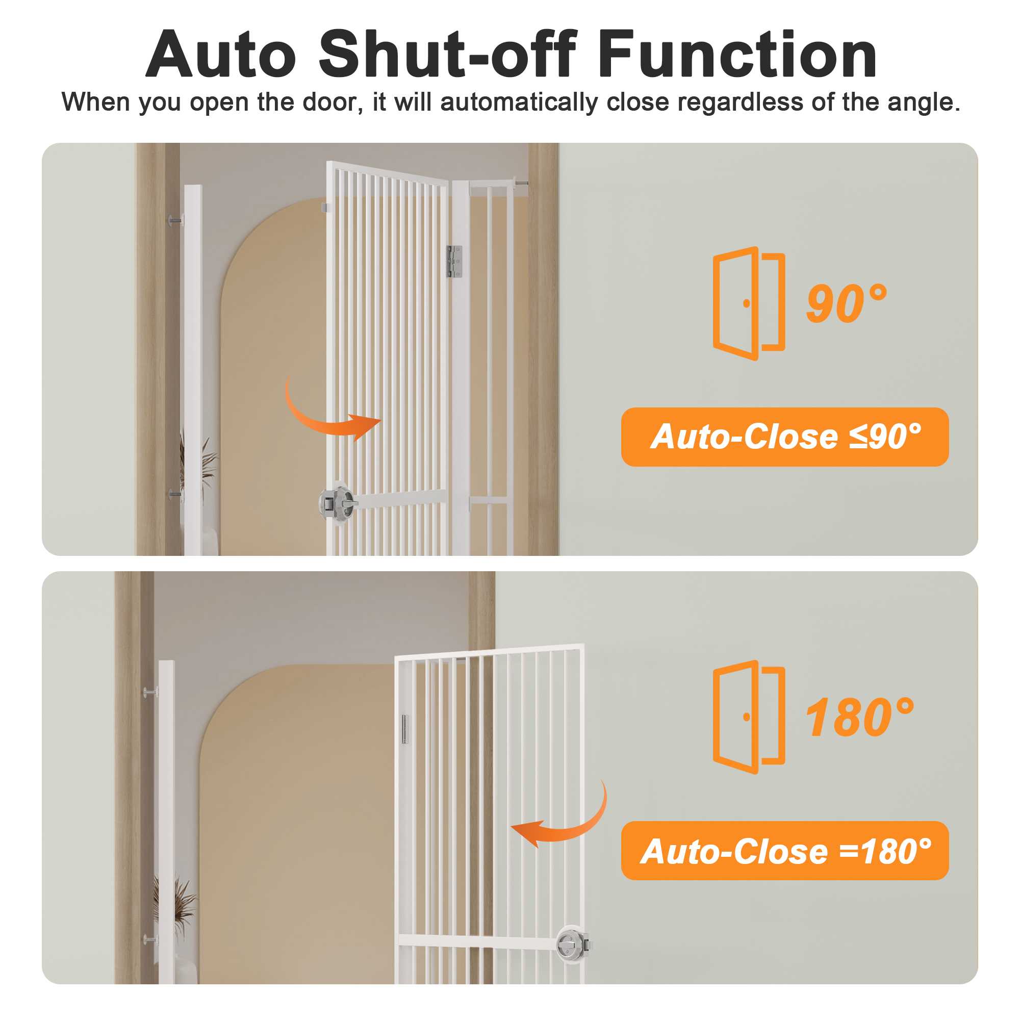 Puerta para Gatos Extra Alta de 61 Pulgadas para Pasillo, Ampliable 30.2-32.6 Pulgadas con Puerta para Perros y Gatos, Adecuada para Pasillos o Cocina, Kit de Montaje Sin Taladro Blanco — imagen 2