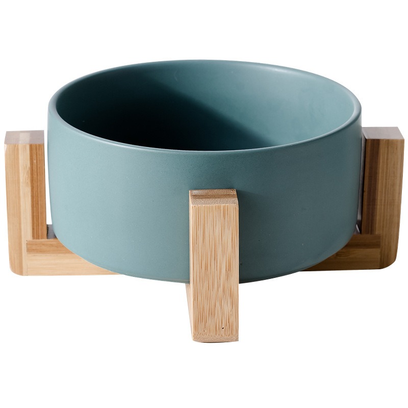 New Cute Pet Cat Bowl, Cat Basin, Ceramic Bowl, Drinking Water, Feeding, Non Slip Belt, Wooden Frame, Anti Overturning — image 5