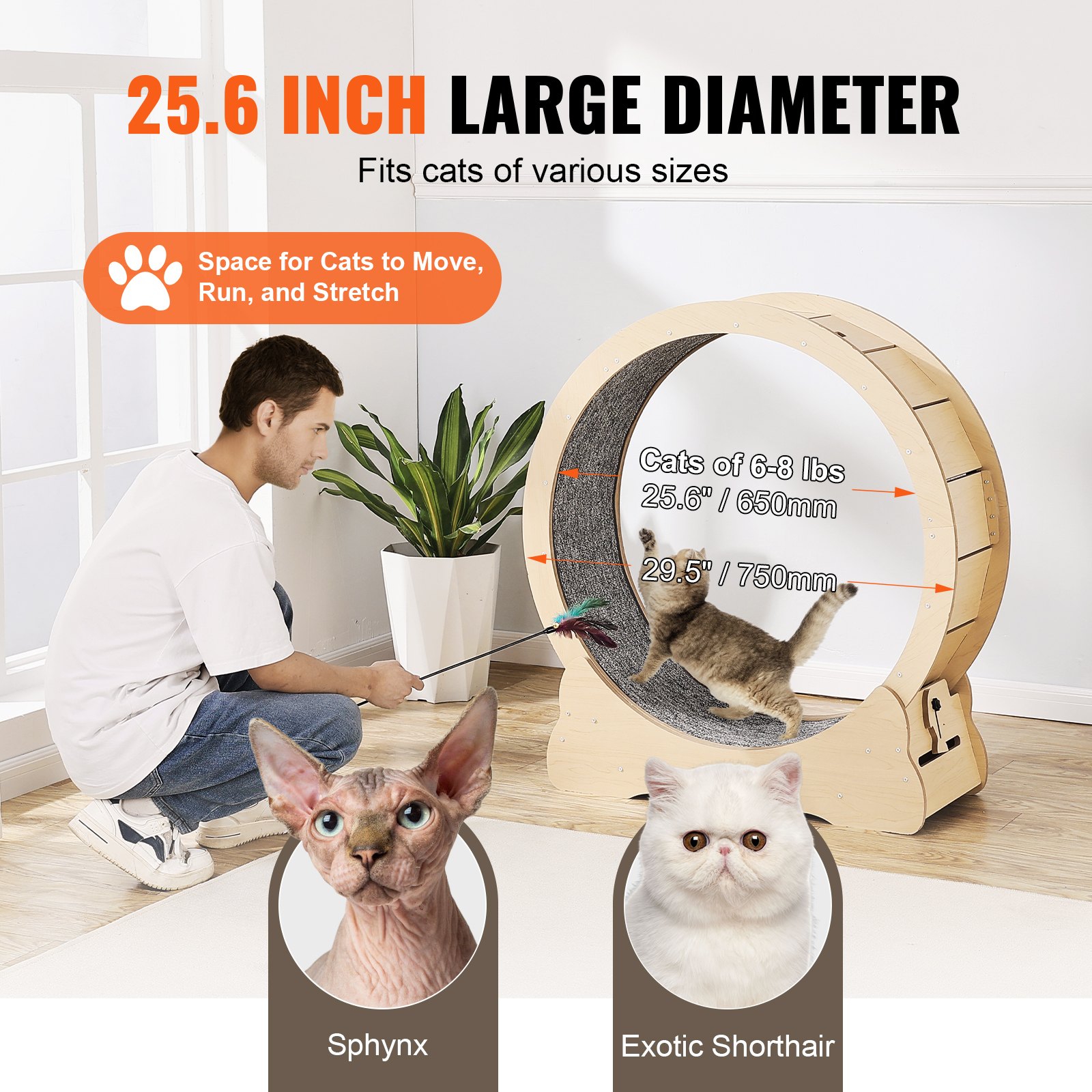 Cat Exercise Wheel Large Cat Treadmill Wheel For Indoor Cats 29.5 Inch — image 3