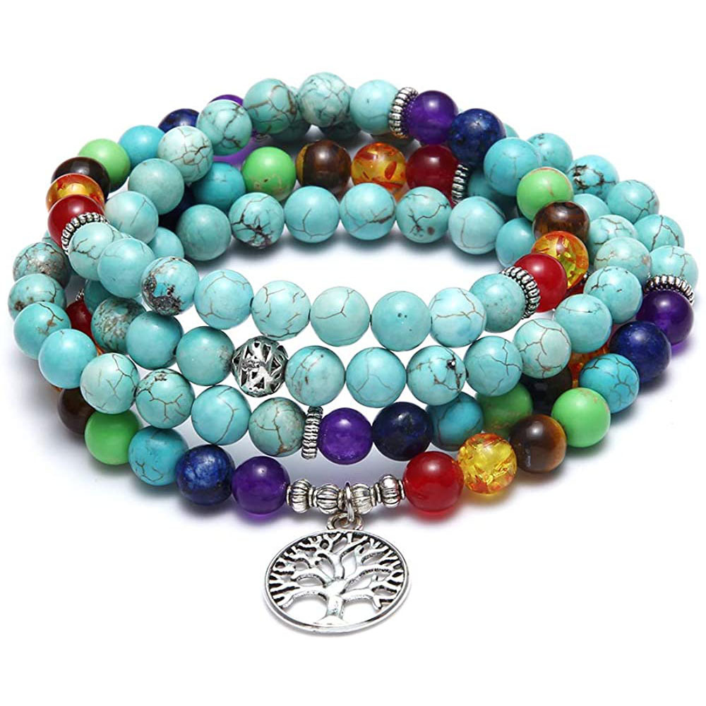 Amazon Stone Tiger Eye Stone Bracelet Necklace 108 Buddha Beads Lotus Bracelet — image 8