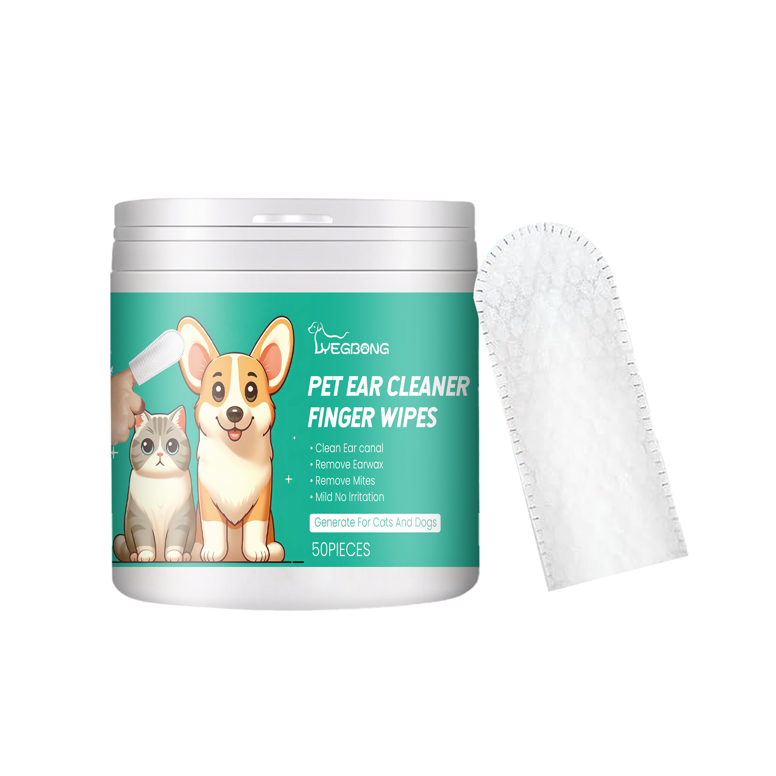 Pet Ear Cleaner Finger Wipes, Gently Clean Pet Ear Mites Ear Dirt Eye Dirt Feet Deodorize To Remove Odor — image 3