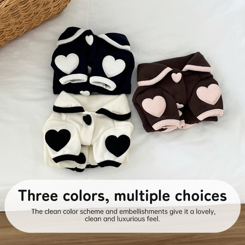 Ropa de mascotas, onesie suave, chaqueta para Bichón, ropa de invierno con corazón, vestidos de perro de dos patas con botones de snap — imagen 10